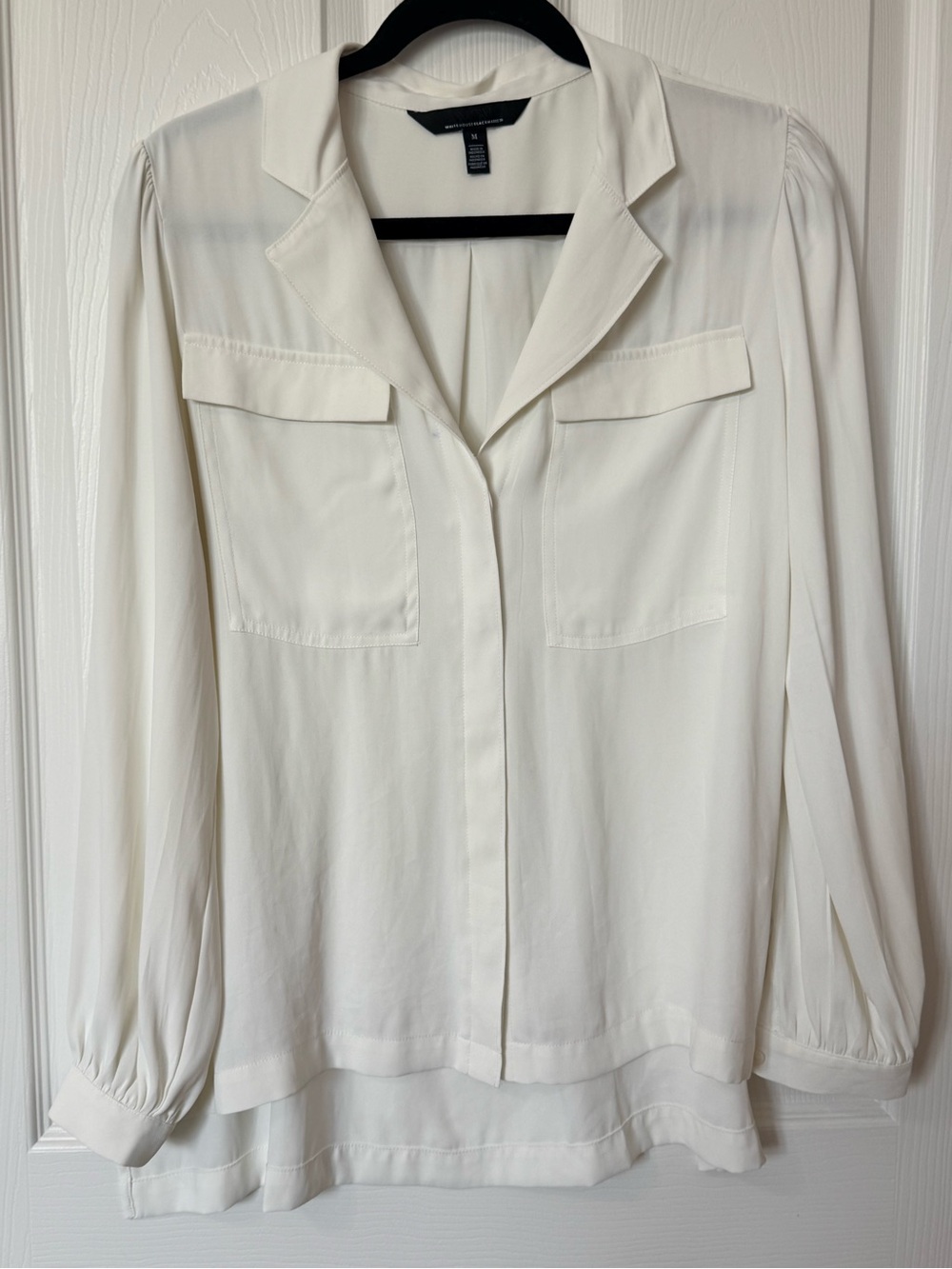 White House Black Market Cream Button-Front Utility Blouse